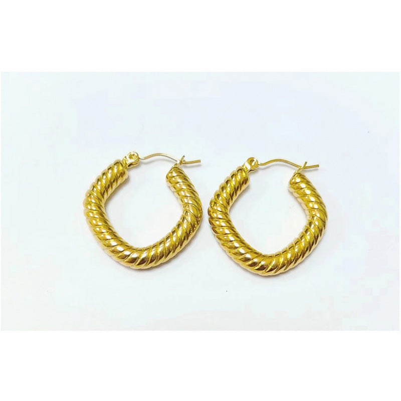 INS Style U Shape Geometric 18K Gold Plated Stainless Steel Earrings