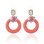 1 Pair Tropical Round Flower Raffia Rhinestone Drop Earrings