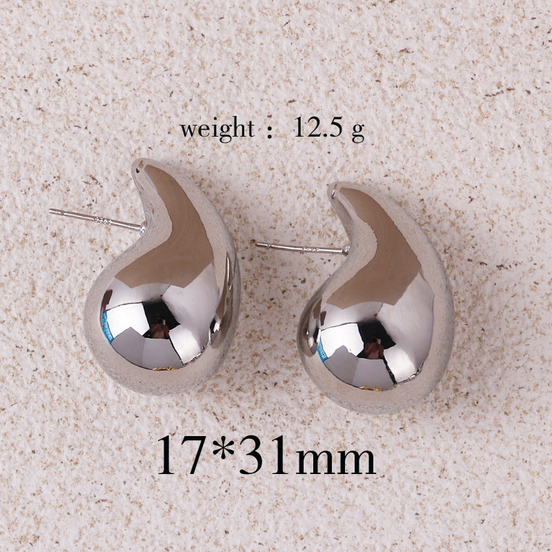 Retro Water Droplet Copper Stud Earrings with Unique Design