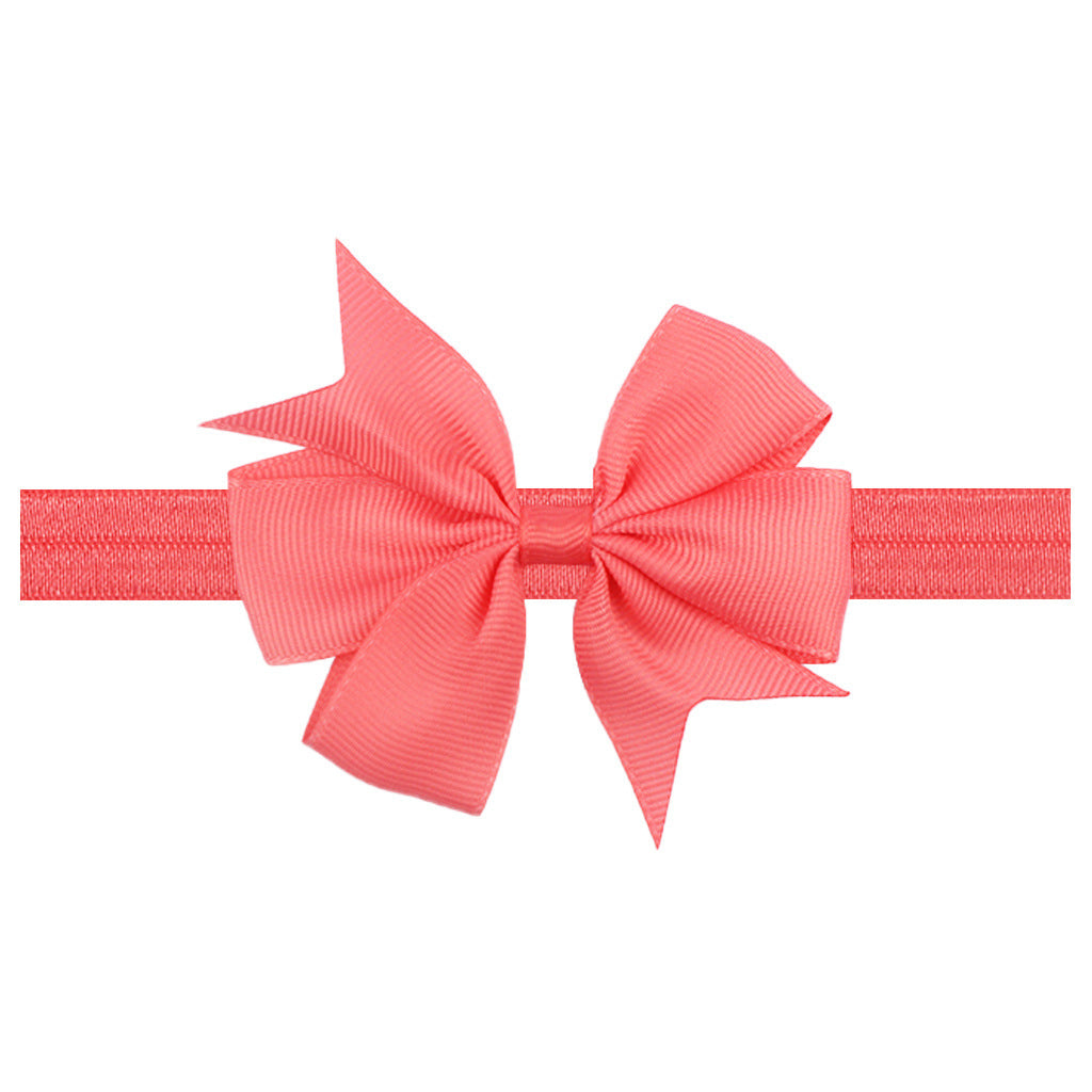 Solid Color Floral Baby Bow Headband with V-Shaped Ribbon - 21 Colors Available