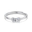 Elegant Multicolor Zircon Adjustable Sterling Silver Open Ring