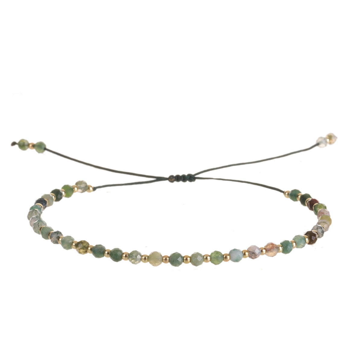 Simple Style Adjustable Natural Stone Beaded Knitting Bracelets