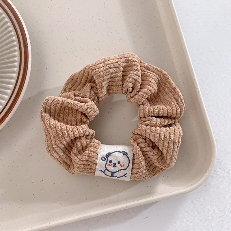 Cartoon Corduroy Bear Hair Tie - Milky White Hair Rope for Women