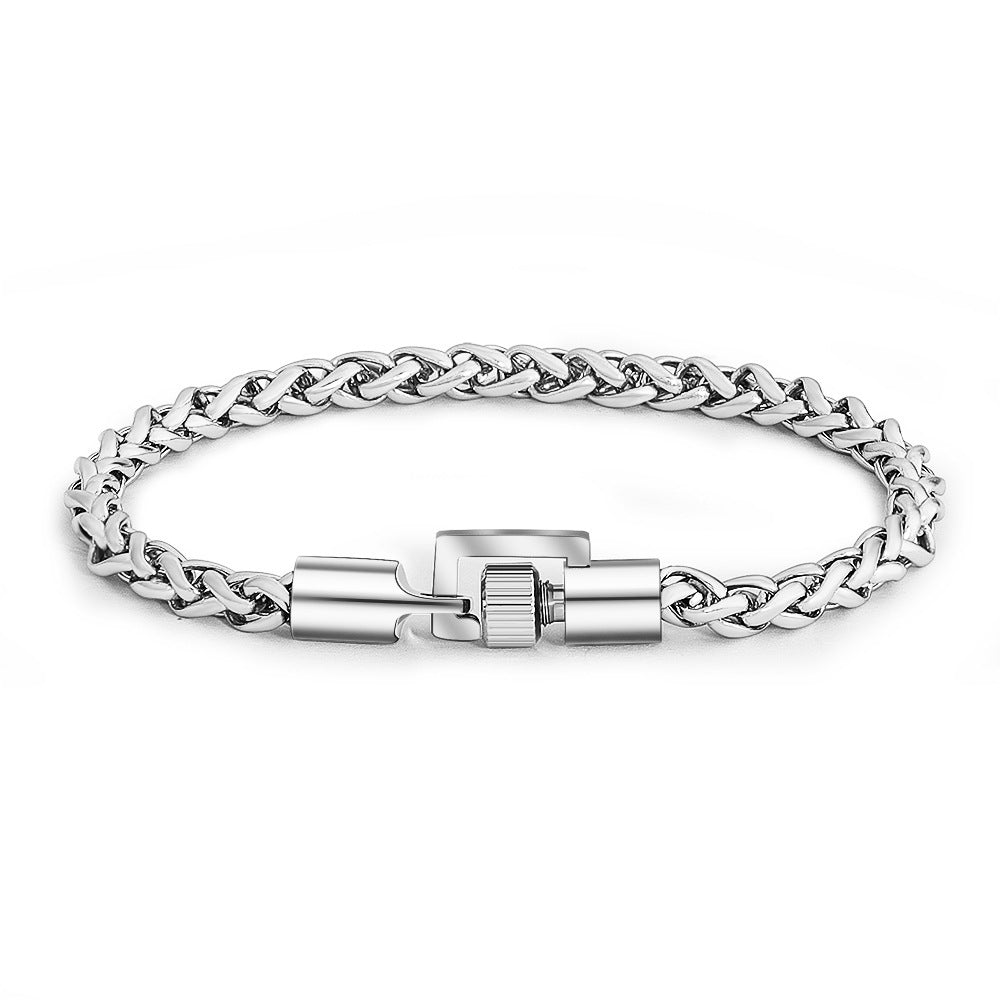 Stainless Steel Spiral Knot Chain Bracelet for Men