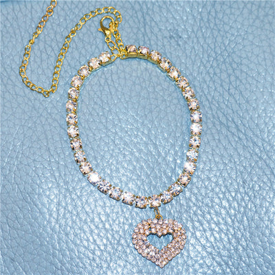 Fashion Rhinestone Heart Pendant Anklet for Women