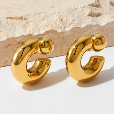 1 Pair Simple Style Geometric Solid Color Plating 304 Stainless Steel 16K Gold Plated White Gold Plated Gold Plated Ear Studs