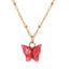 European Acrylic Butterfly Pendant Necklace with Creative Pearl Clavicle Chain