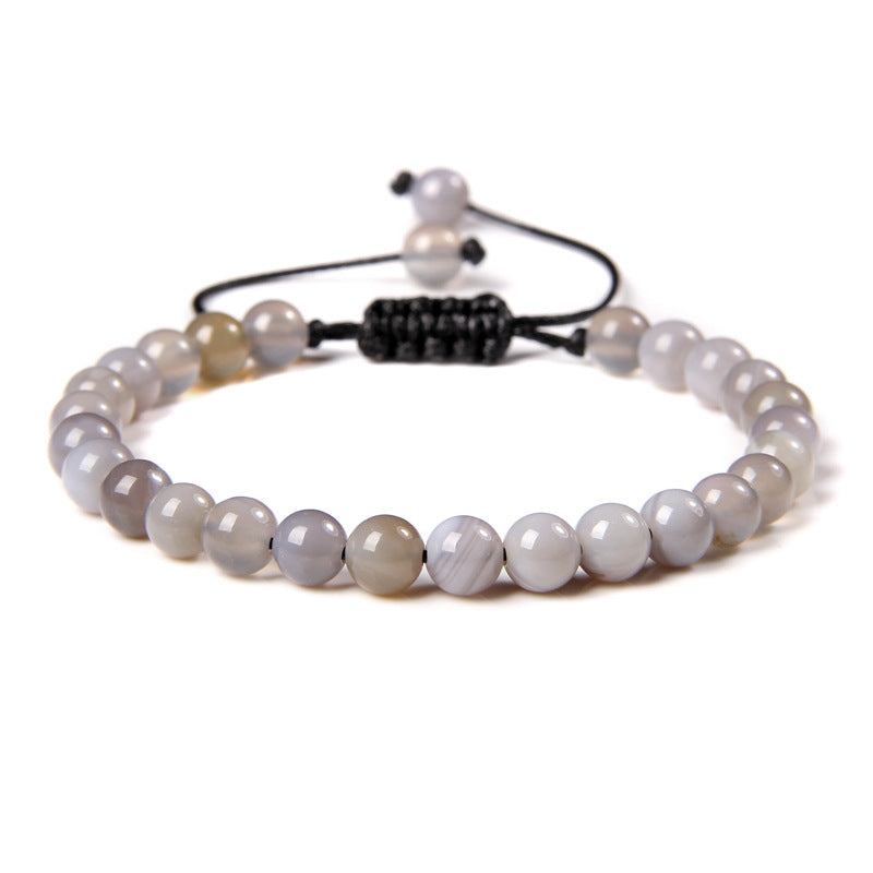 Ethnic Natural Stone Agate Beaded Adjustable Yoga Bracelet