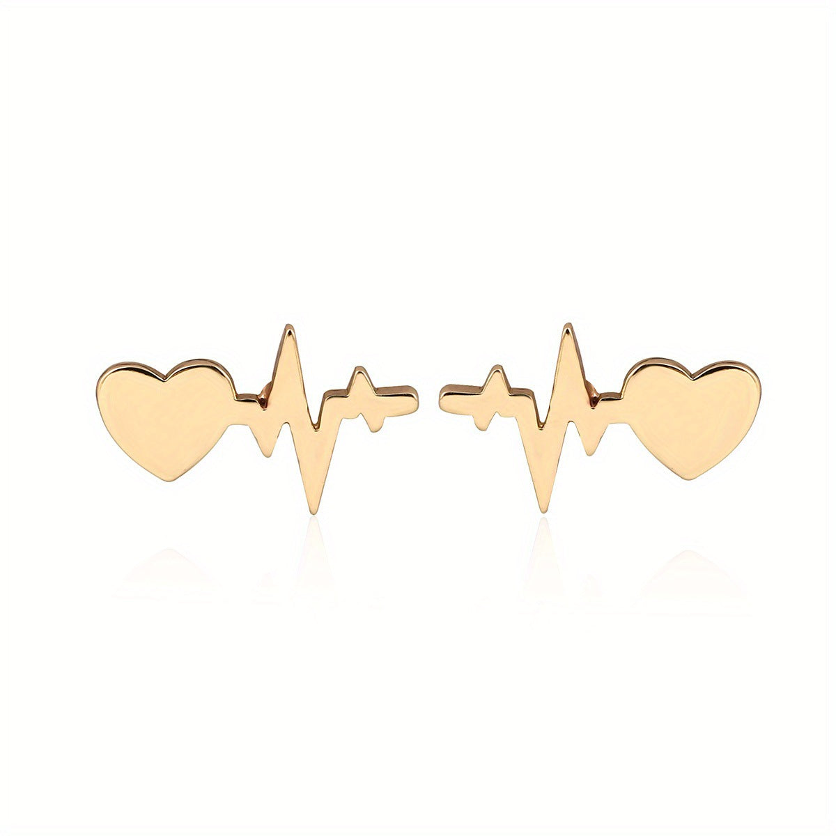 Simple Heart-shape Electrocardiogram Alloy Earrings Wholesale