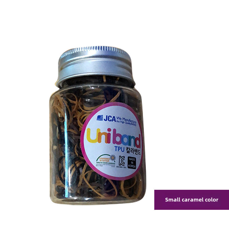 Korean Style Girls' Hair Accessories Set - Uniband Rubber and Leather Bands in Canned Packaging