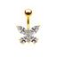 Shiny Butterfly Crystal Rhinestone Zircon Belly Ring with Bow Knot Pendant