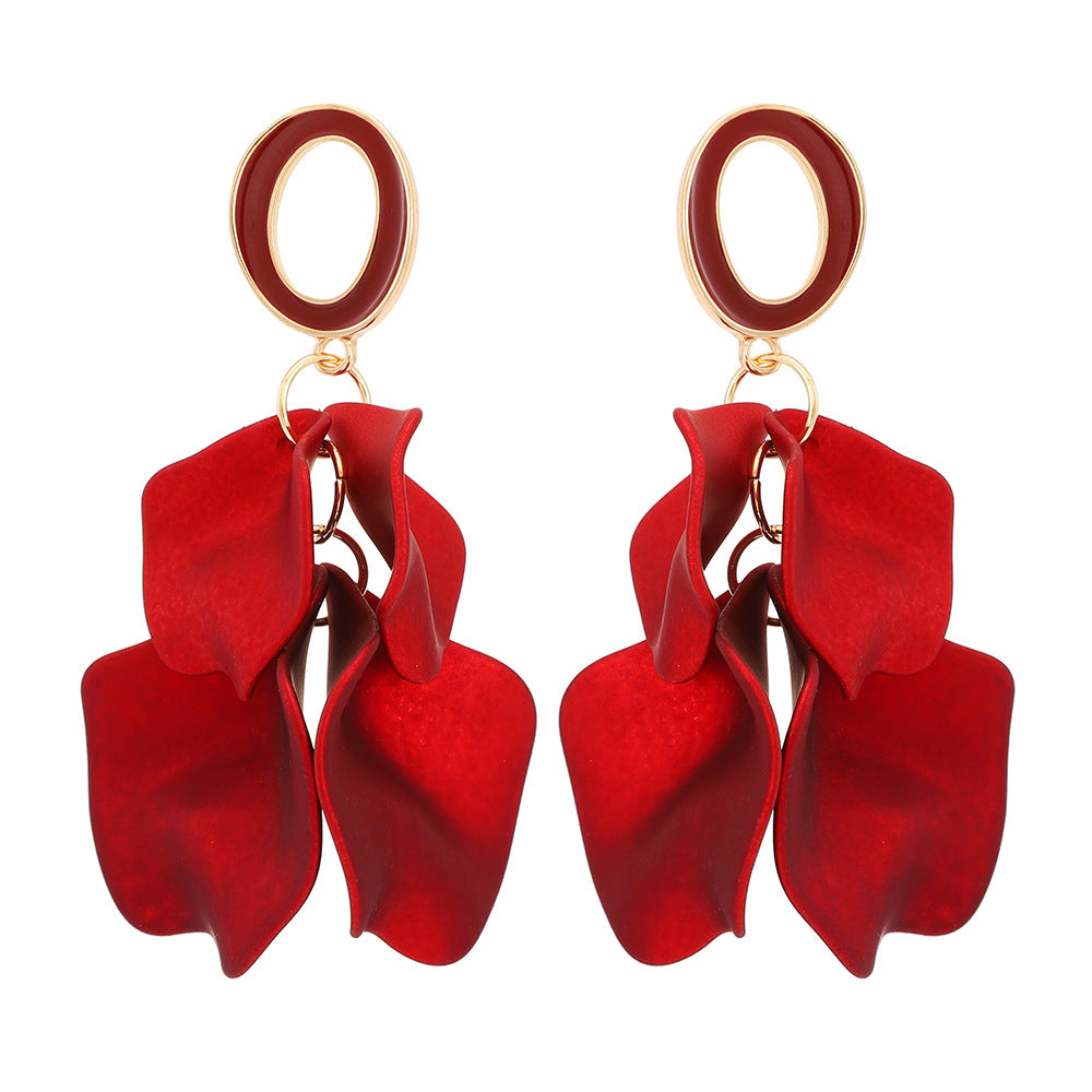 Elegant Petal Zinc Alloy Acrylic Dangle Earrings