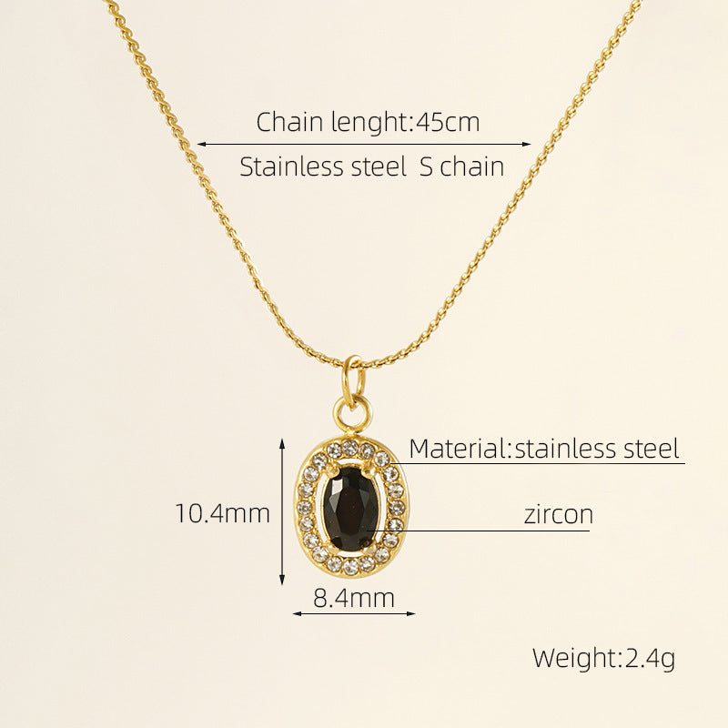 Glam Shiny Sun Water Droplets Heart Shape Stainless Steel Plating Inlay Zircon 18K Gold Plated Pendant Necklace