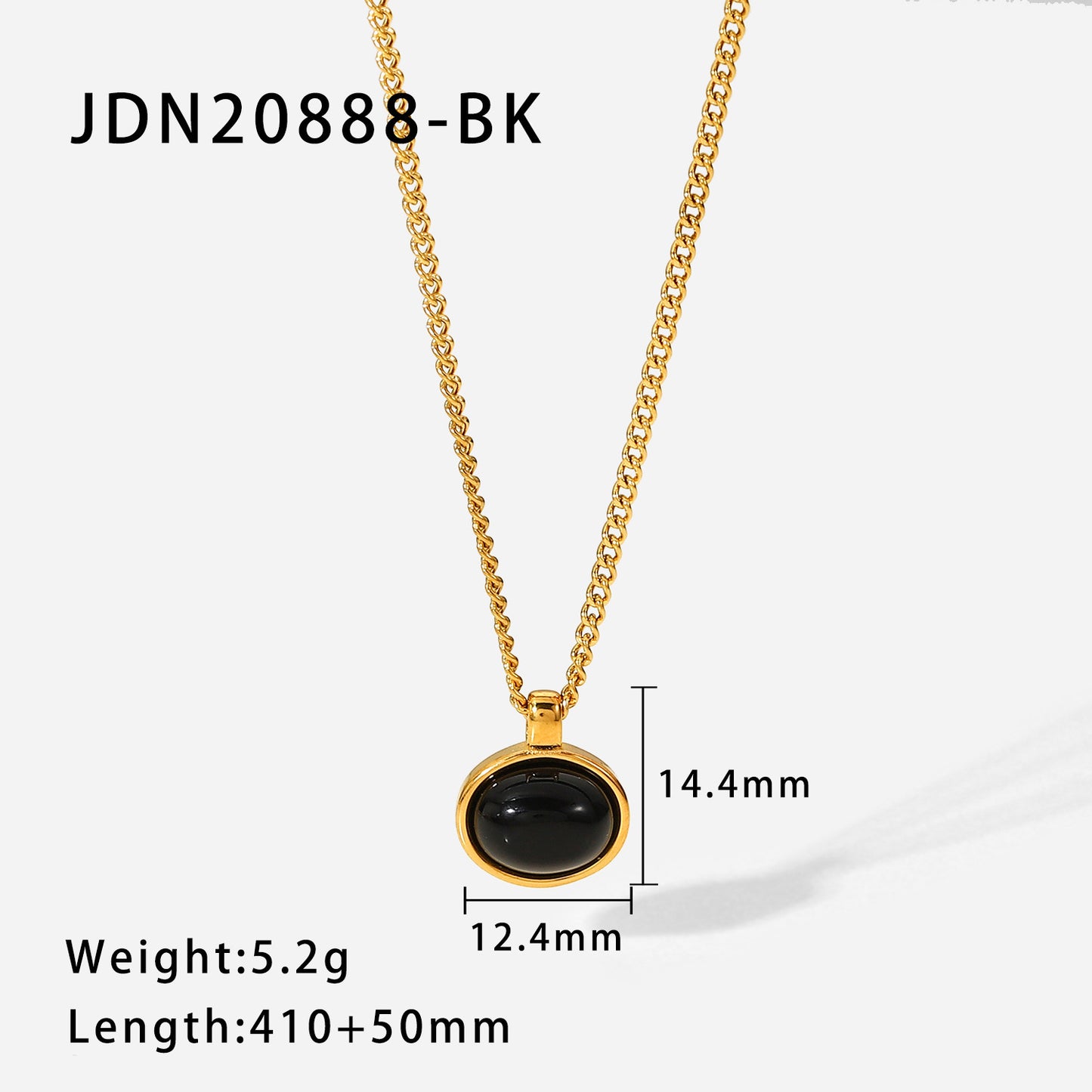 Vintage Style 18K Gold Plated Stainless Steel Inlaid Color Crystal Zircon Pendant Necklace