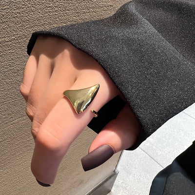 Geometric Silver Plated Open Ring - Minimalist Fashion Statement Jewelry