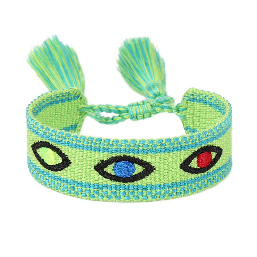 Simple Style Evil Eye Embroidery Tassel Women's Drawstring Bracelet