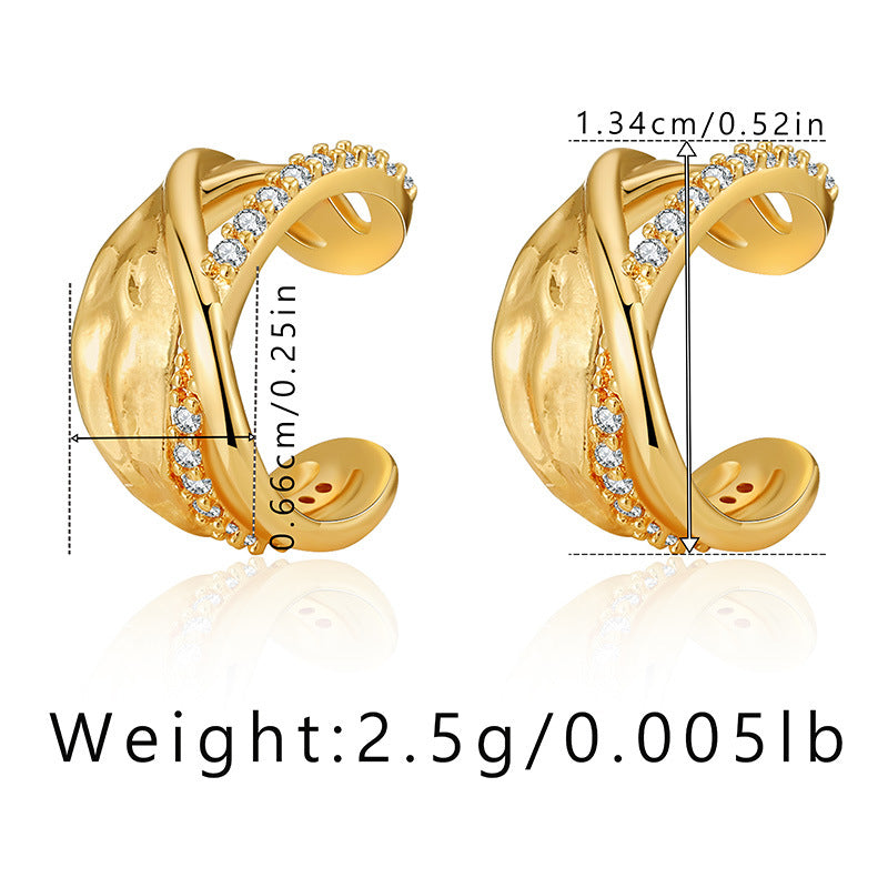 Elegant Butterfly Zircon 18k Gold Plated Copper Ear Cuffs