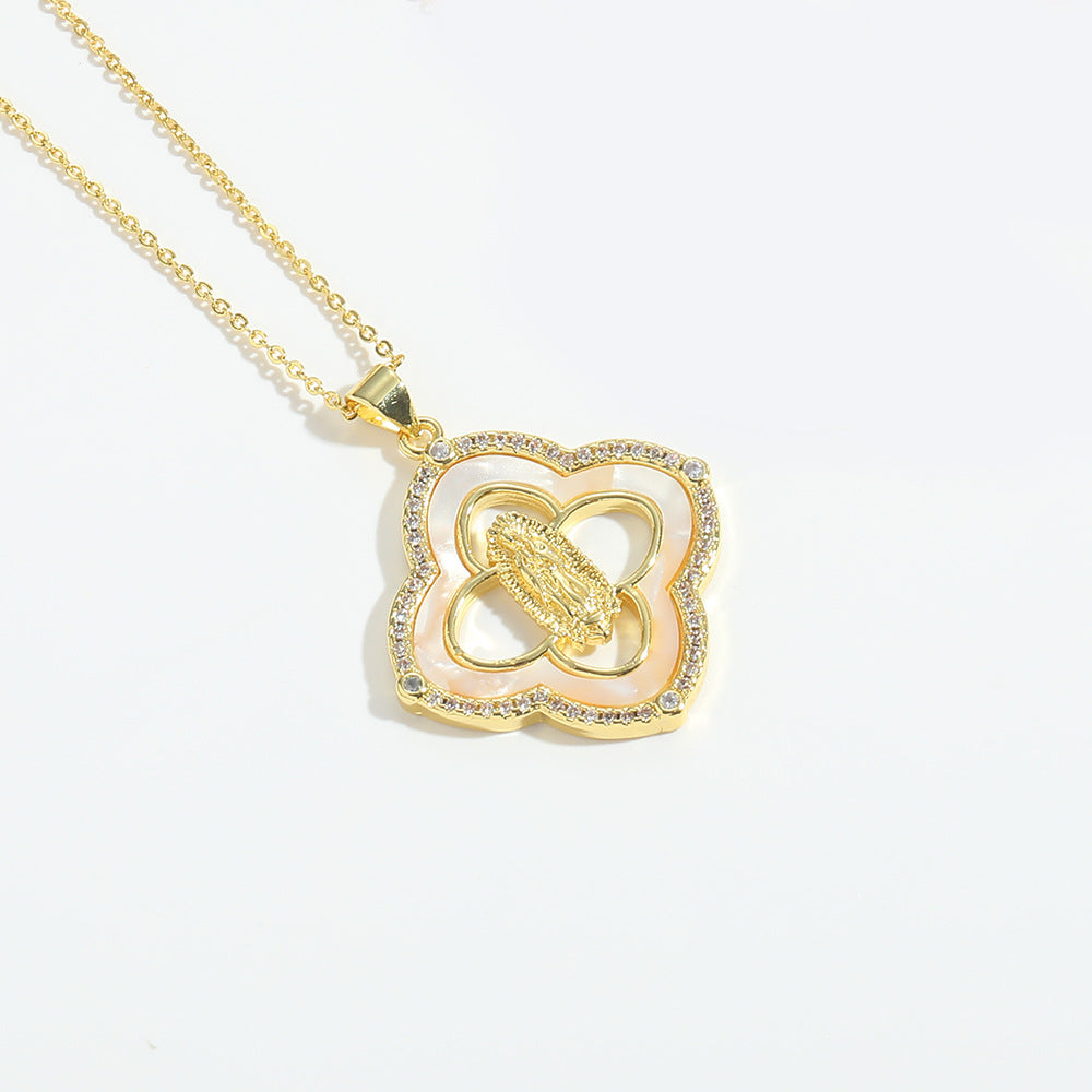 14K Gold Plated Heart Zircon Pendant Necklace