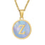 Titanium Steel Blue Shell Initial Pendant Necklace