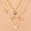 Bohemian Multi-layer Butterfly Pendant Necklace with Letter Charms