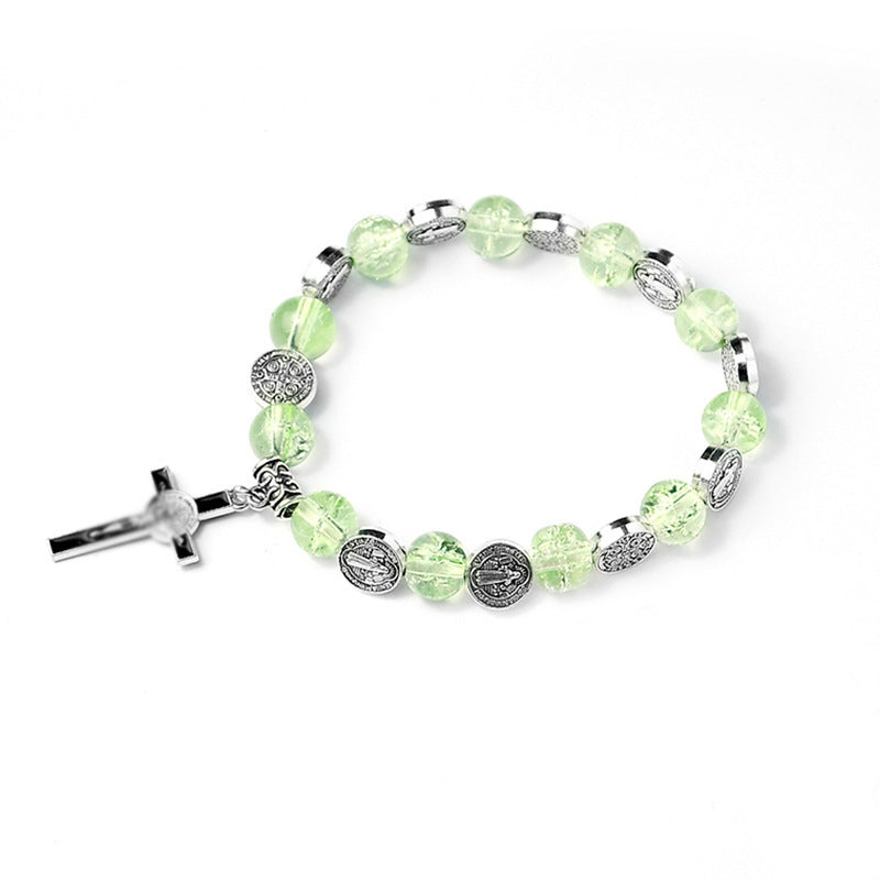 Simple Style Cross Crystal Beaded Bracelet