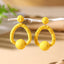 Bohemian Rattan Circle Braid Straw Drop Earrings for Vacation