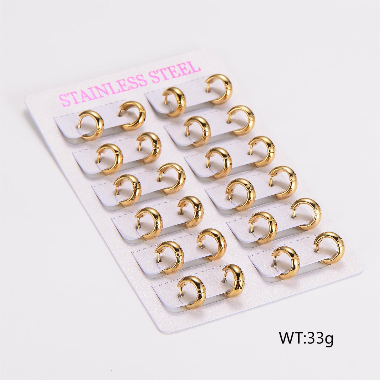 1 Pack Of 12 Pairs Vintage Style Classic Style Commute Circle 304 Stainless Steel Earrings