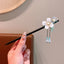 Women's Ethnic Floral Wood Inlay Gemstone Rhinestone Hairpin with Tassels