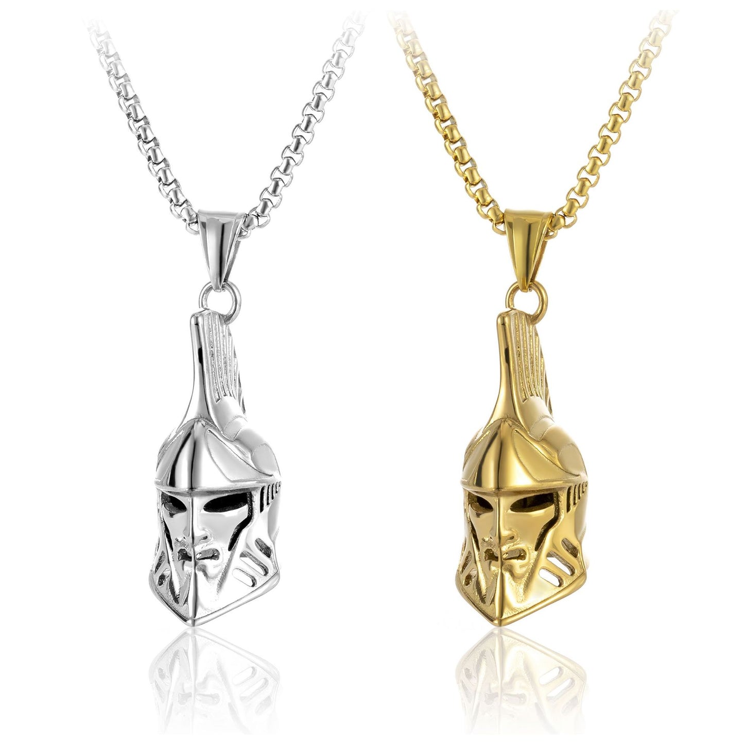 Hip-Hop Retro Spartan Helmet Stainless Steel Men's Pendant Necklace