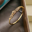 Hip-Hop Leopard Copper Plating Inlay Pearl Zircon 18K Gold Plated Bangle