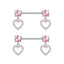 1 Piece Heart Shaped Zirconia Belly Rings Stainless Steel Inlay Rhinestones Pink Fashion Piercing Jewelry