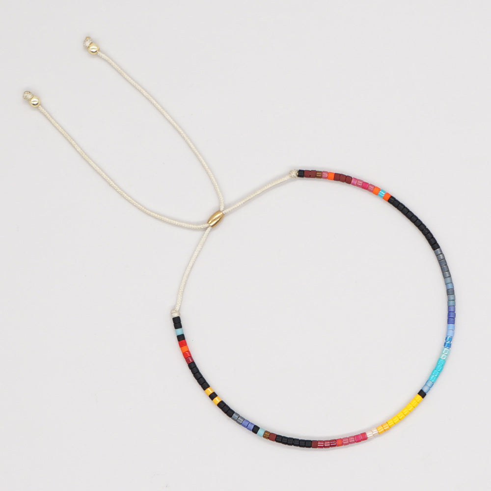 Minimalist Stainless Steel Rope and Colorful Beaded Bracelet Set