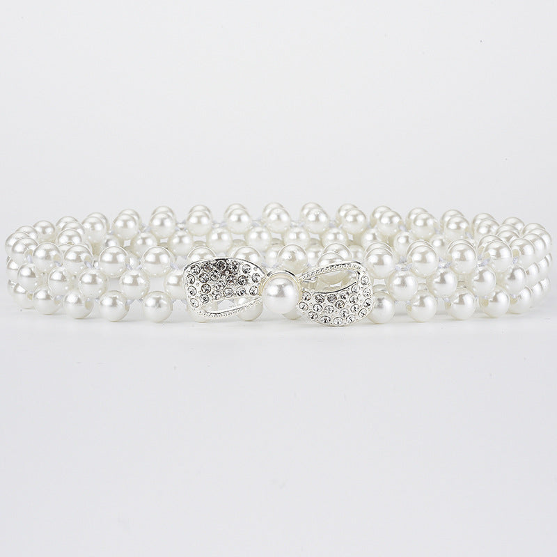 Elegant Vintage White Pearl Women's Chain Belt