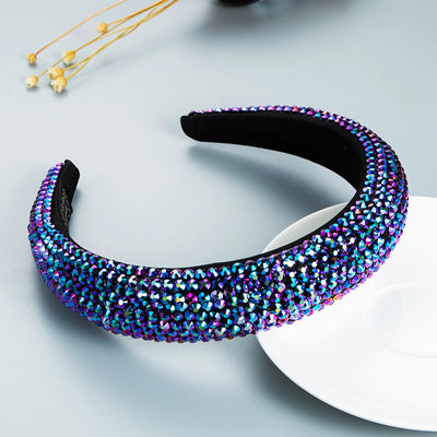 Women's Fashion Exaggerated Rhinestone Plaid Headband