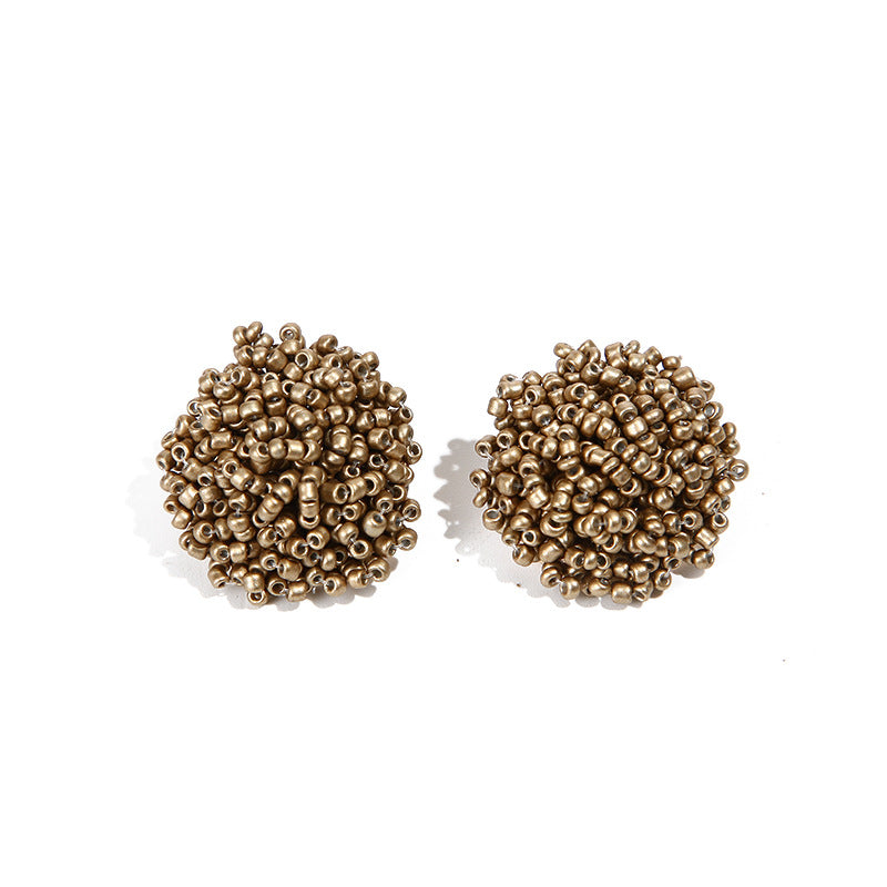 Bohemian Geometric Hand-Beaded Alloy Stud Earrings