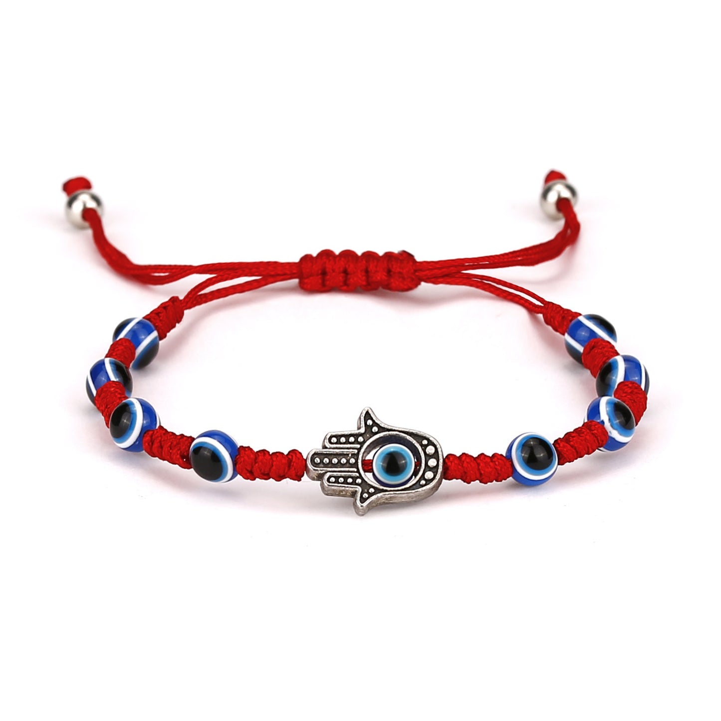 Evil Eye Turtle Bead Unisex Bracelet with Red and Black Braided Rope