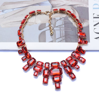 Exaggerated Geometric Glass Gemstone Women's Necklace