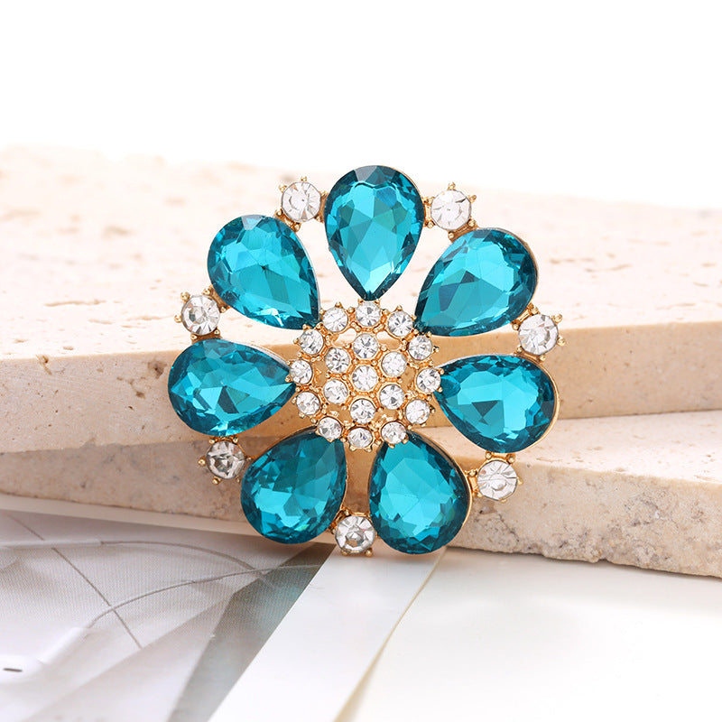 4cm Zinc Alloy Gemstone Crystal Flower DIY Ornament Beads Accessories