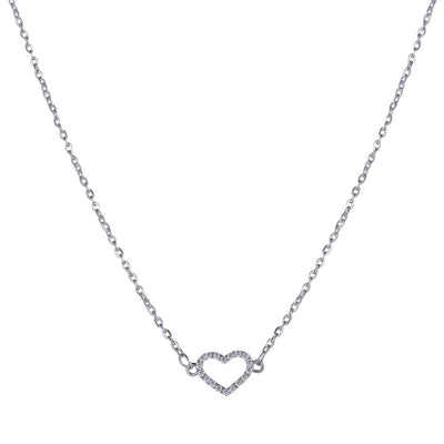 Alloy Plated Heart Pendant Necklace with Zirconia for Women