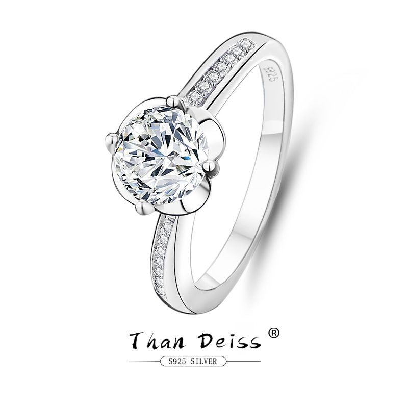 Classic Round Moissanite Ring in Sterling Silver