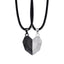 Fashion Heart Magnetic Couple Pendant Necklace with Leather Rope