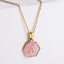 18k Gold Stainless Steel Pendant Inlaid Pink Shell Letter Necklace