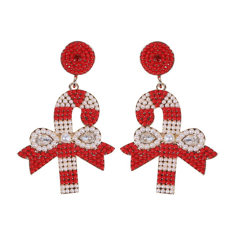 1 Pair Simple Style Classic Style Cartoon Character Christmas Tree Inlay Alloy Rhinestones Drop Earrings