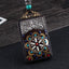 Ethnic Square Alloy Wood Pendant Necklace with Nepalese Thangka Design