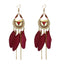 Ethnic Triangle Feather Tassel Earrings for Women - Bohemian Style Long Dangle Jewelry