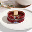 Simple Bohemian PU Leather Bracelet with Artificial Diamond and Magnetic Clasp