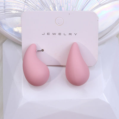 1 Pair Sweet Simple Style Water Droplets Solid Color Spray Paint Arylic Ear Studs