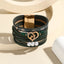 Heart Shape PU Leather Layered Bracelet with Magnetic Buckle and Embossed Letters