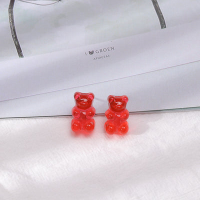 1 Pair Cartoon Style Bear Plastic Resin Women's Rings Earrings