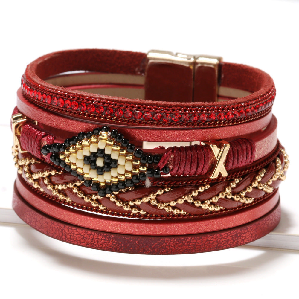 Bohemian Devil's Eye Multi-Layer Beaded Women's Bracelet